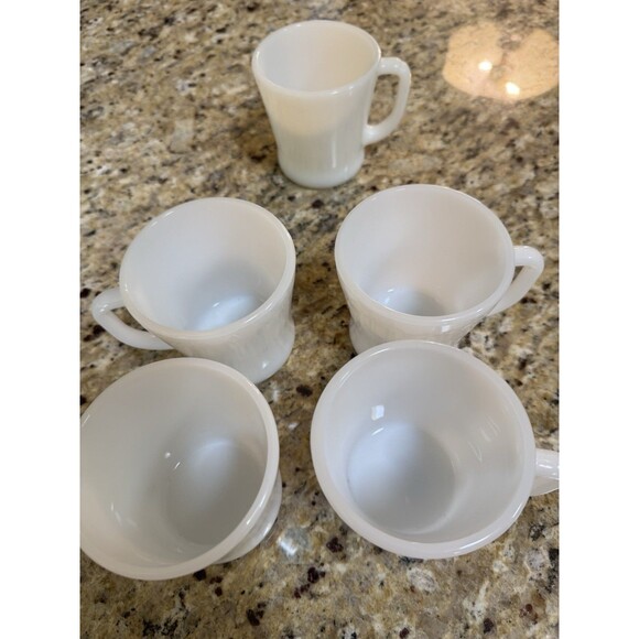 Other - Vintage FEDERAL Pure White Milk Glass D Handle Coffee Mugs Set/4
